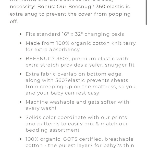 Burt’s bees baby changing pad cover - Picture 4 of 4